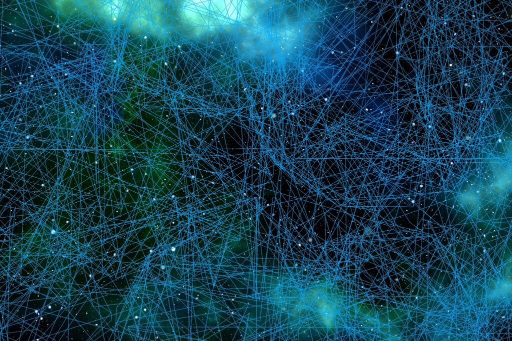 Illustration de l'interconnexion universelle, symbolisant l'unité de toutes choses et des  Perceptions Extrasensorielles